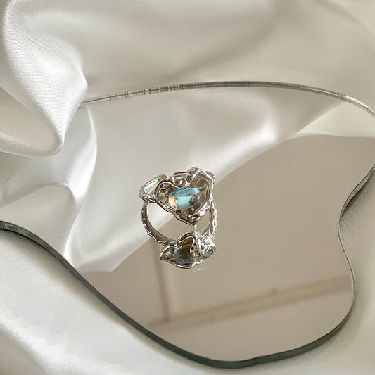 Aurora Moonstone Heart Ring