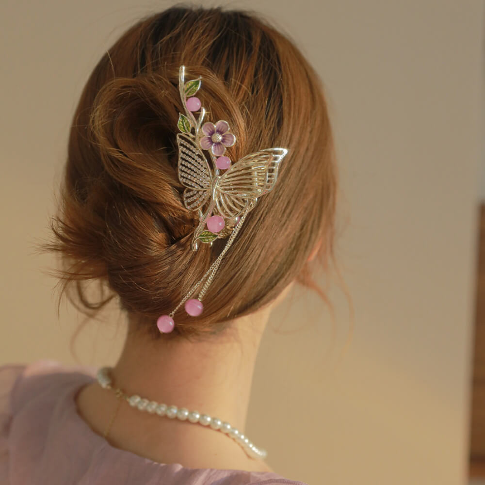 Delicate Butterfly Tassel Clip