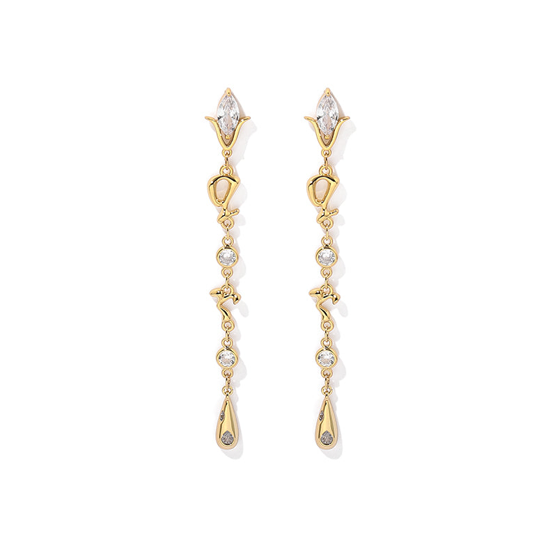 Gold Tassel Diamond Earrings