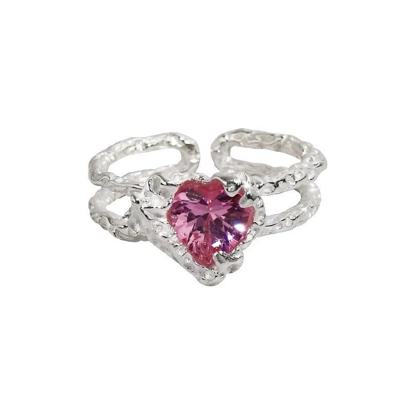 Pink Gemstone Heart Ring