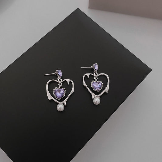 Purple Heart Cutout Earrings