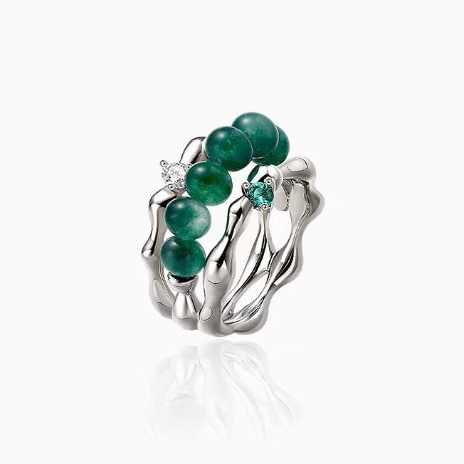 Trendy Green Bead Ring