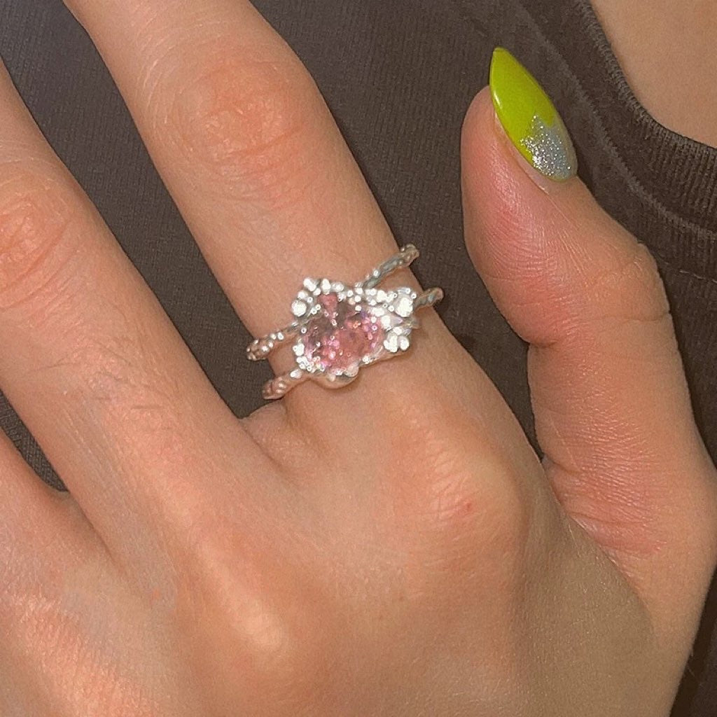Pink Gemstone Heart Ring