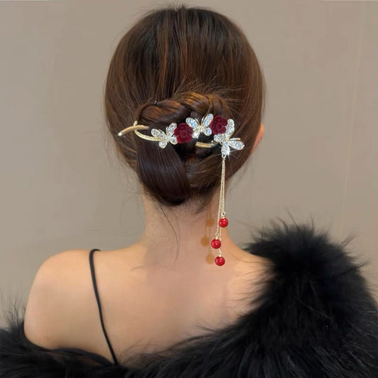 Rose Butterfly Hair Clip