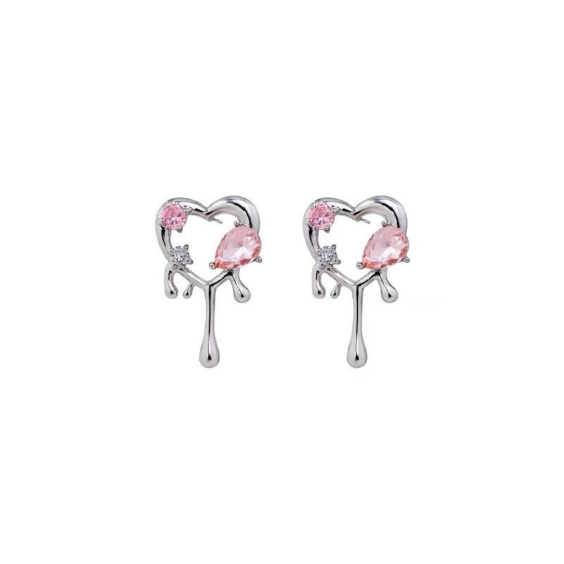 Pink Brick Heart Earrings